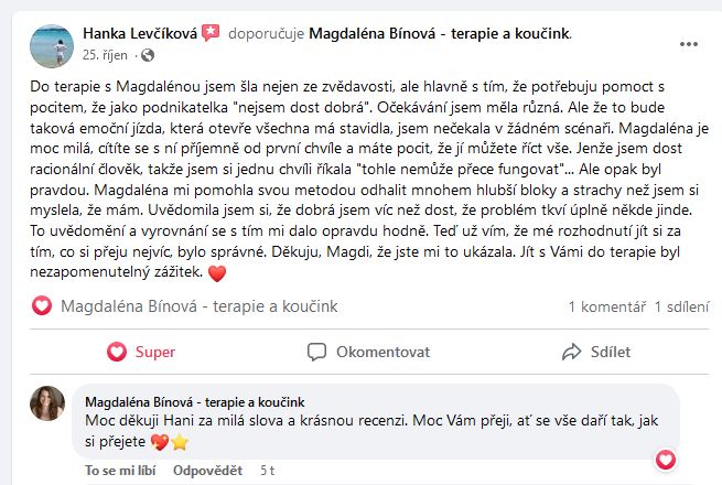 recenze Magdalena Bínová | EFT a NLP terapeut